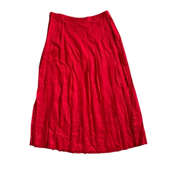 Vintage 70s/80s Nordstrom Town Square A-Line Red Pleated Maxi Skirt Size 14 - Picture 3 of 4